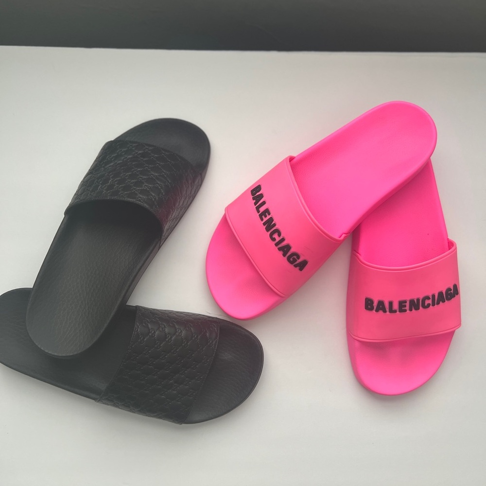 SOLD Balenciaga Black and Pink Slide (pool women)